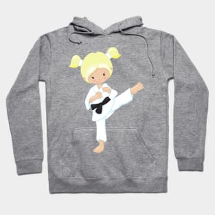 Karate Girl, Cute Girl, Blonde Hair, Black Belt Hoodie